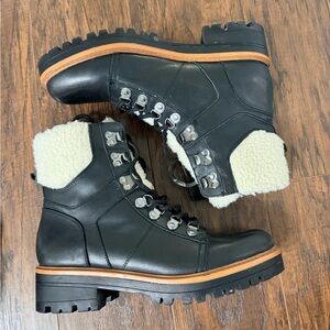 Marc Fisher Isabel Leather Sherpa Boots Sz 8.5: EUC